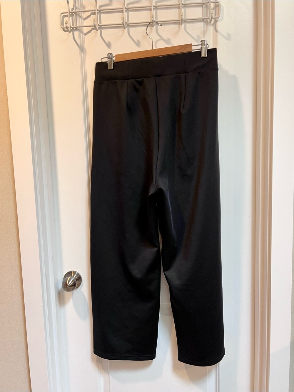 adidas Womens Black Wide-Leg Pull On Activewear Pants M Elastic Waist High Rise - Picture 5 of 9